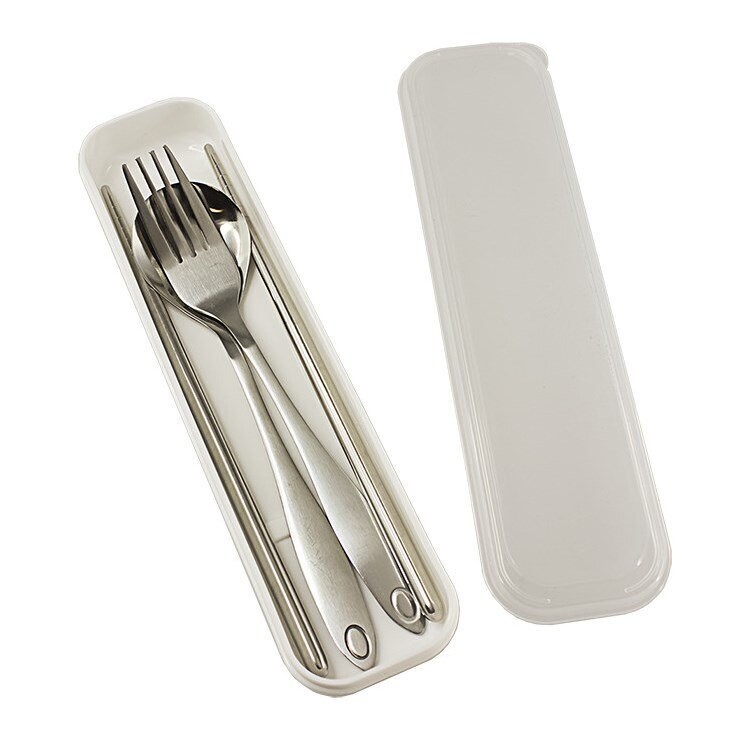 3-pc Stainless Steel Cutlery Set with Plastic Casing, Color :: White-White
