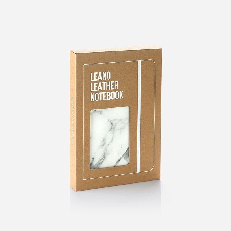 Leano PU Leather A5 Size Marbleized Design Notebook with Brown Box