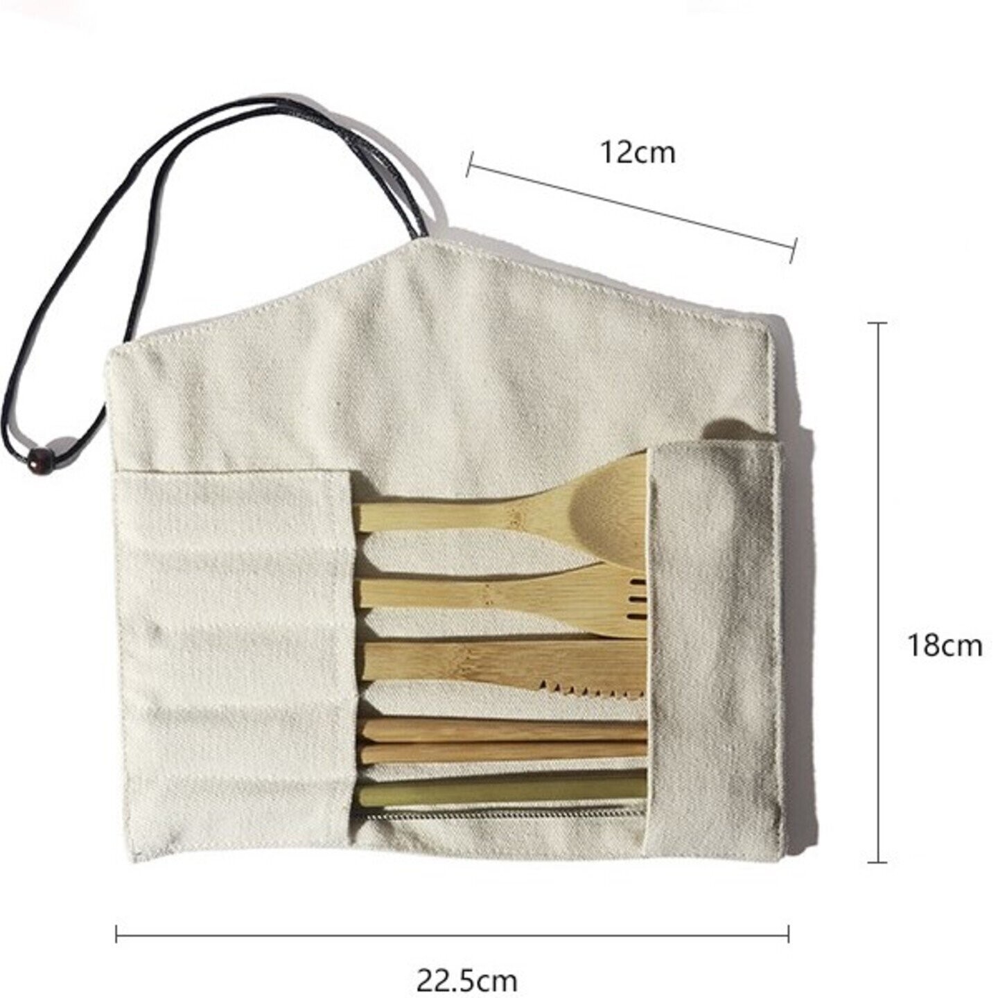 Eco-Friendly Bamboo Travel Cutlery Set with Canvas Pouch