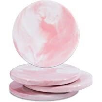 Marbleized Design Ceramic Coaster, Color :: Marbleized PInk