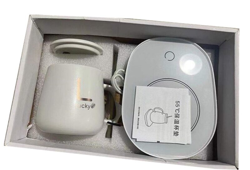 Mug with Lid and Cup-Warmer Coaster with Spoon Gift Set