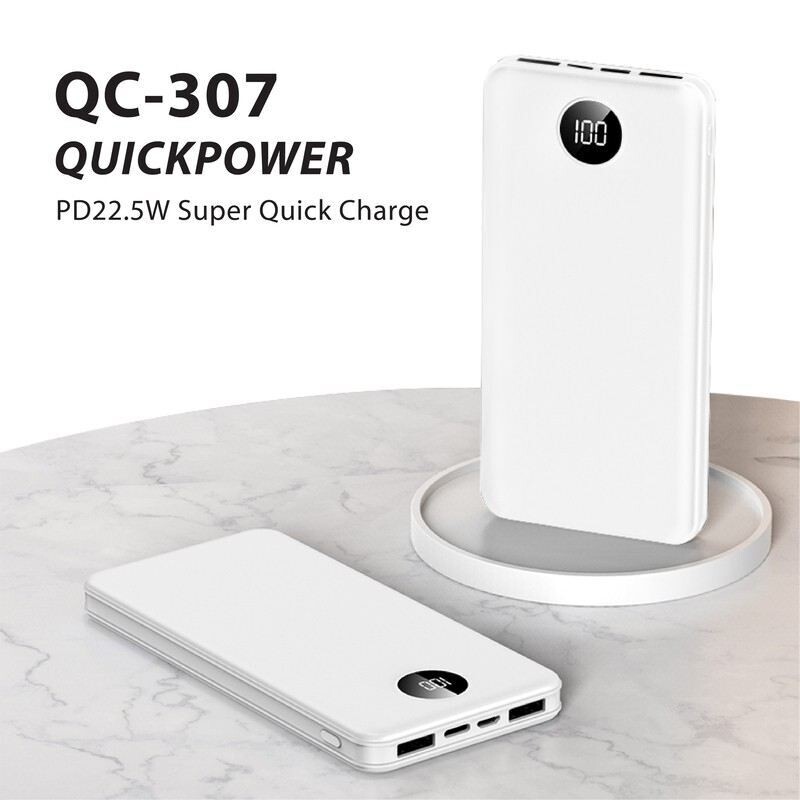 QuickPower Minimalist White Power Bank (10,000mAh) with 2-pc Black Box