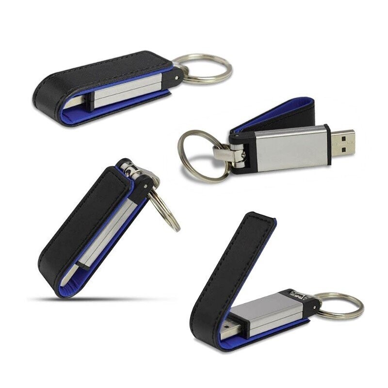 PU Leather Design USB Flash Drive with Keyholder and Aluminium Window Case