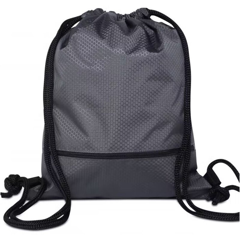 High Quality Water Resisttant Polyester Drawstring Bag with Front Zip Compartment