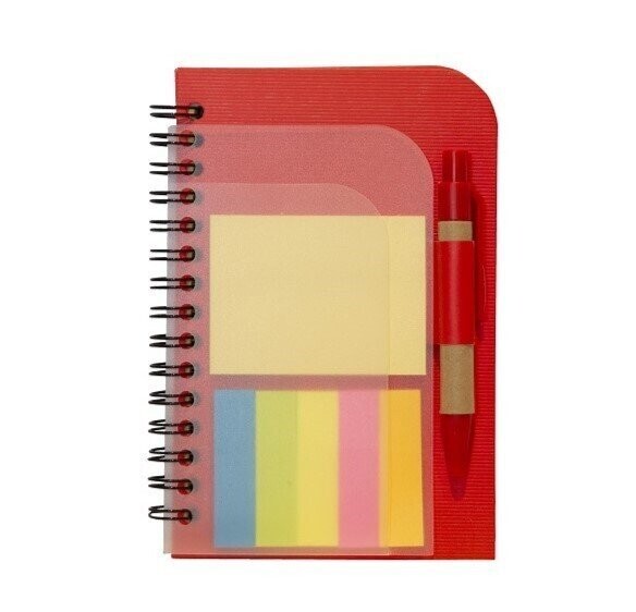Trendy Eco Notepad with Recycle Ball Pen, Print Option :: No Printing, Color Option :: EC1605 (Red)