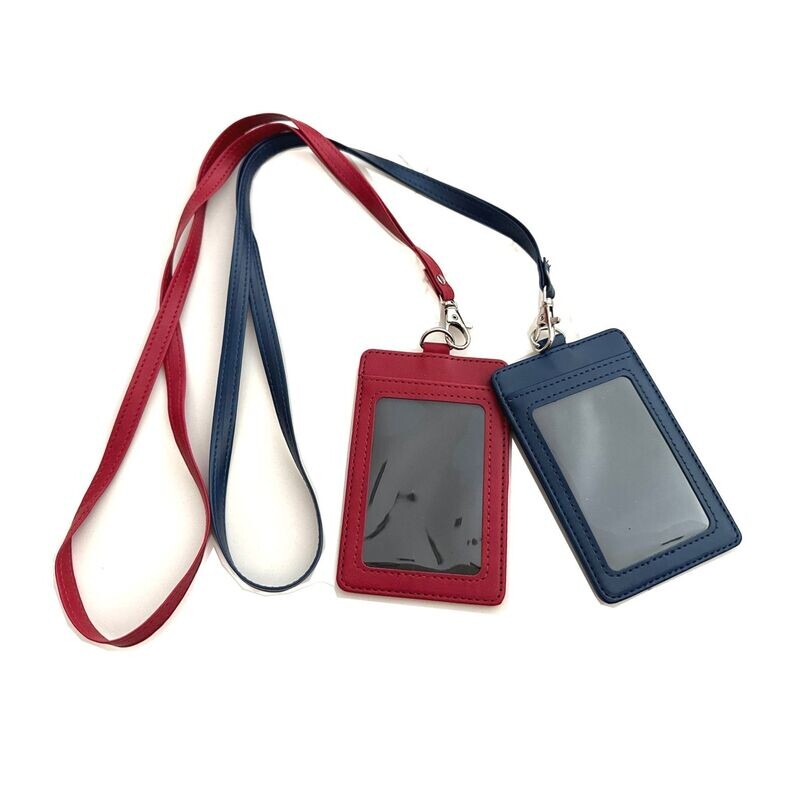 Customised PU Lanyard with Carabiner Hook  and PU ID Card Holder (Portrait) Set