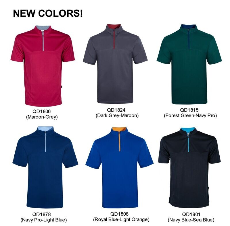Quick Dry Microfibre High Collar  Shirt with Contrasting Color Zip