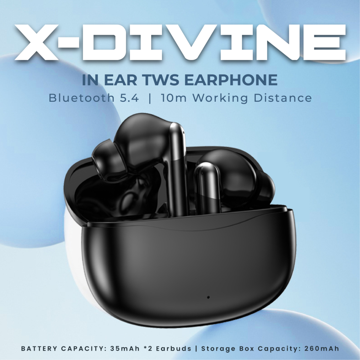 X-Divine TWS True Wireless Bluetooth Earphones with Docking Case