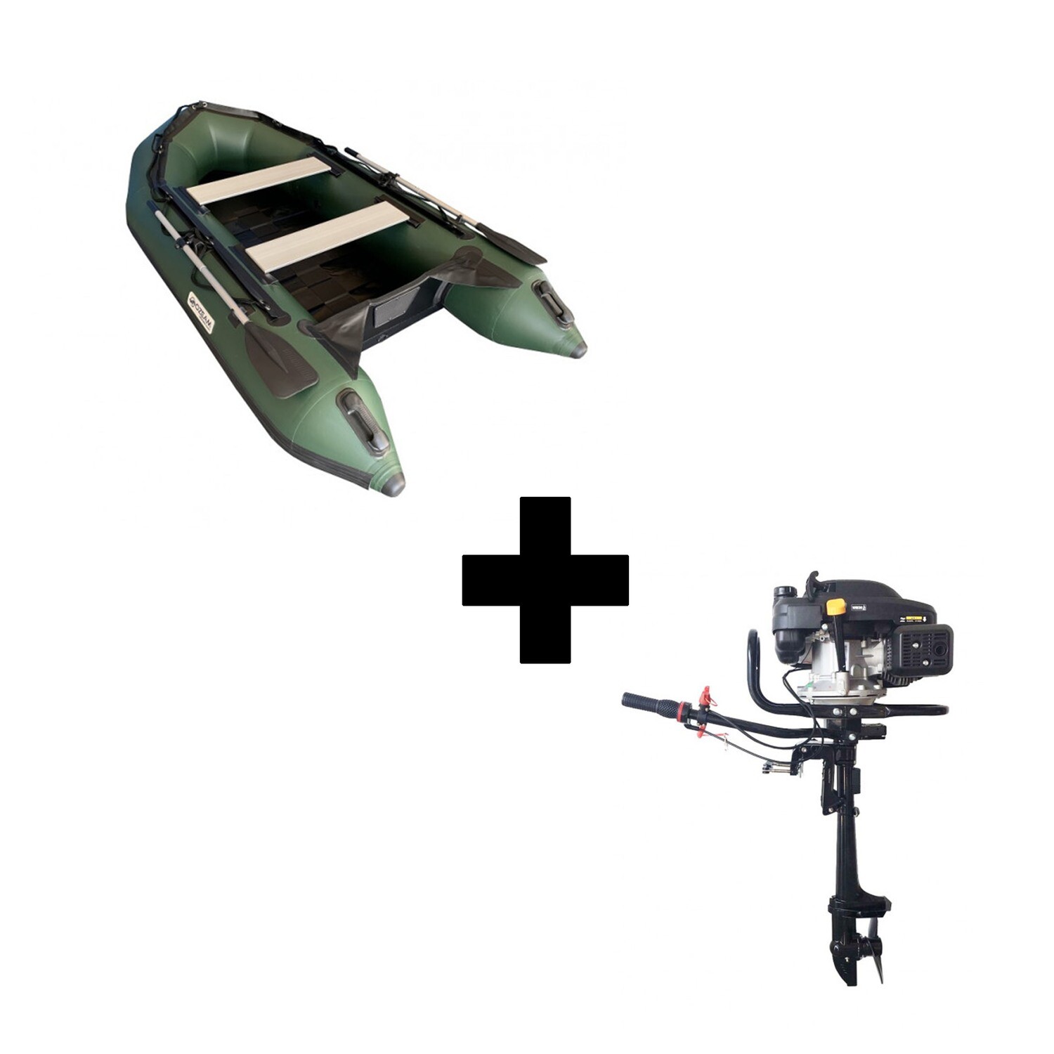 Offerta abbinata gommone tender Ozeam 300 stecche verde + motore Sherpa 5.5 hp