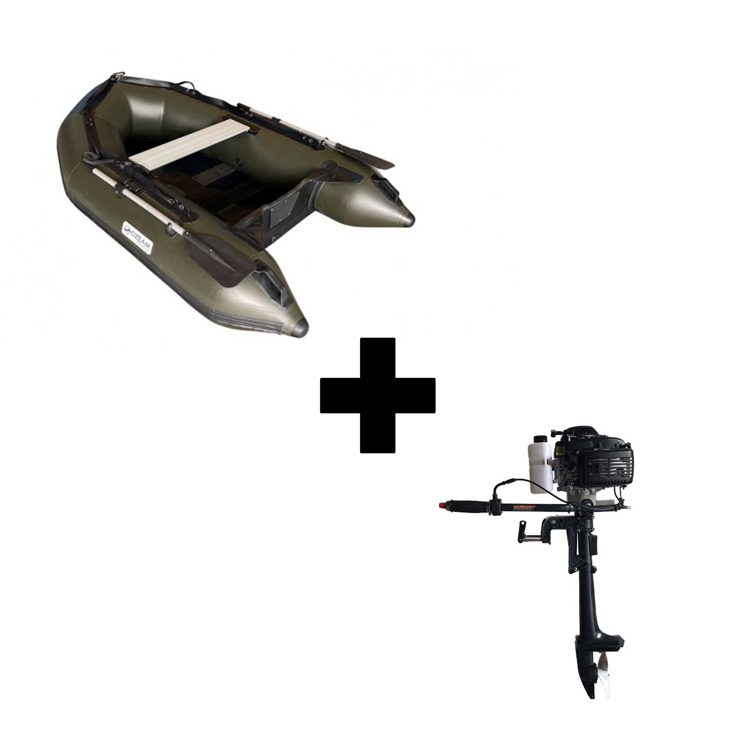 Offerta abbinata gommone tender Ozeam 2.49 mt TUBOLARE L stecche + fuoribordo Ozeam Sherpa 2.5 hp pro 4 tempi + telo copertura