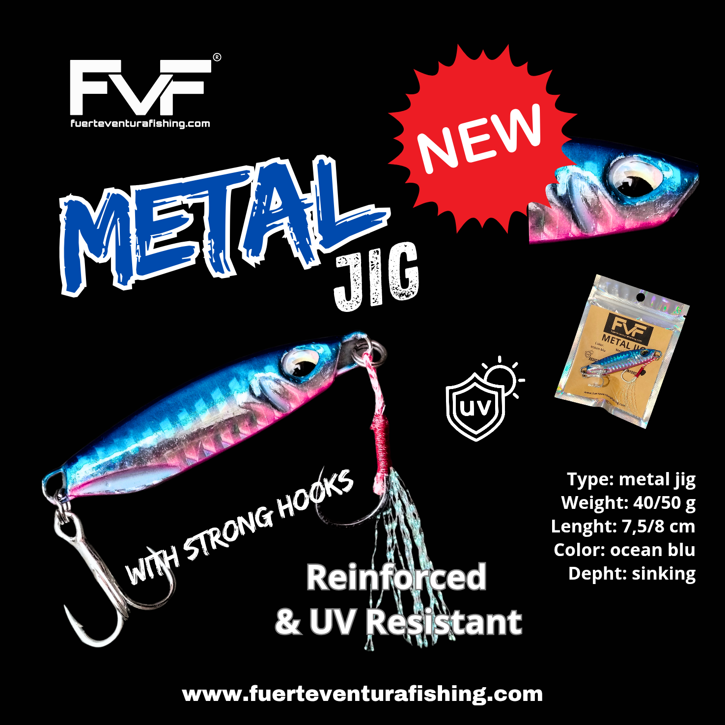 FVF® - Fuerteventura Fishing. Metal jig 40 gr ocean blu