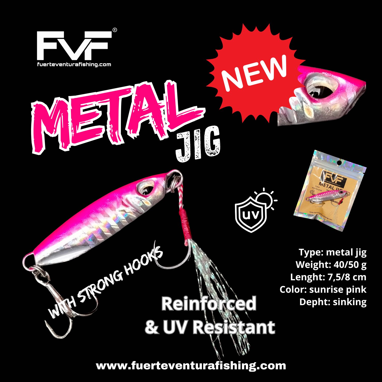 FVF® - Fuerteventura Fishing. Metal jig 40 gr sunrise pink