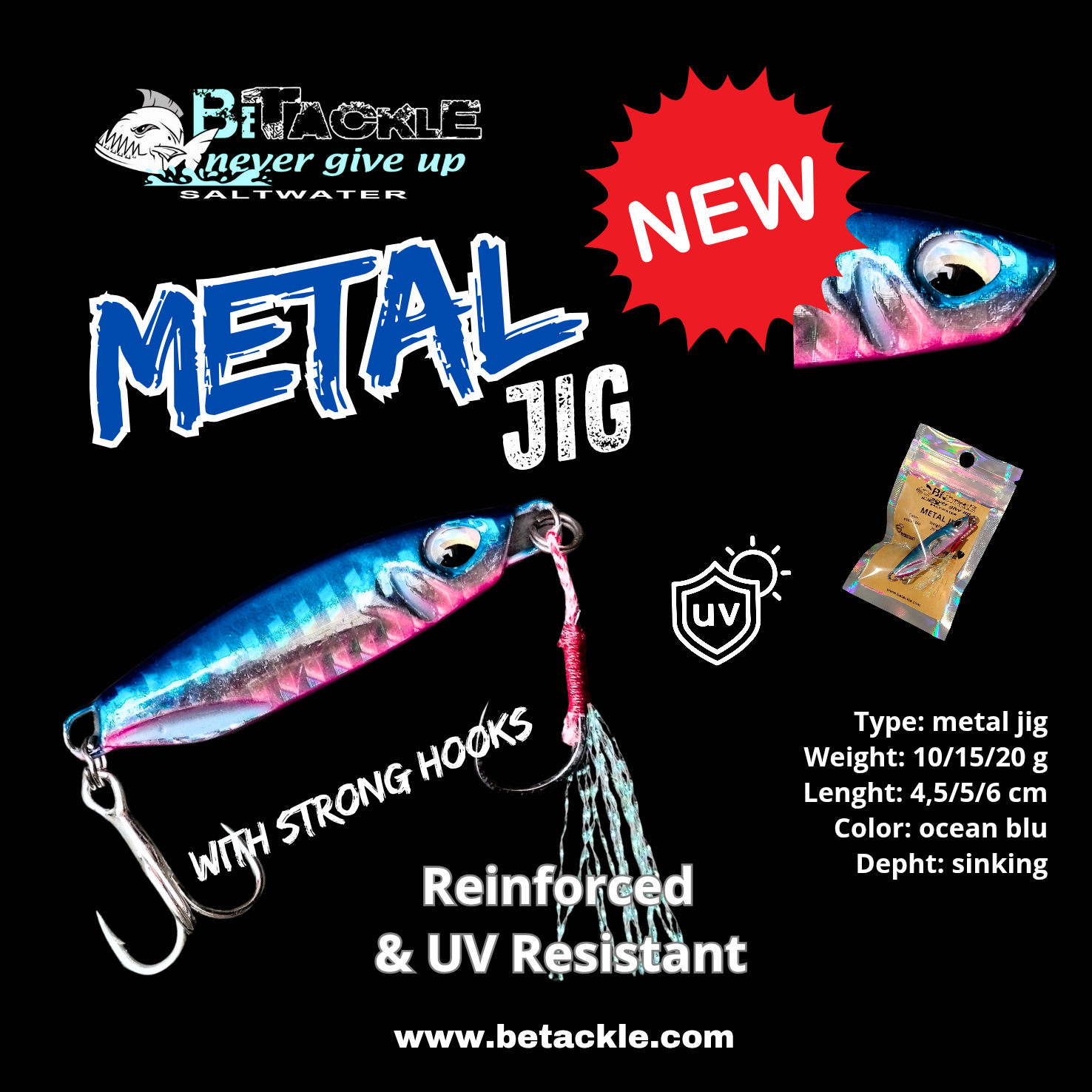 Betackle saltwater Metal jig 10 gr ocean blu