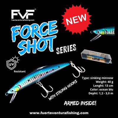 FVF® - Fuerteventura Fishing. Force shot minnow 13 cm 40 g ocean blu