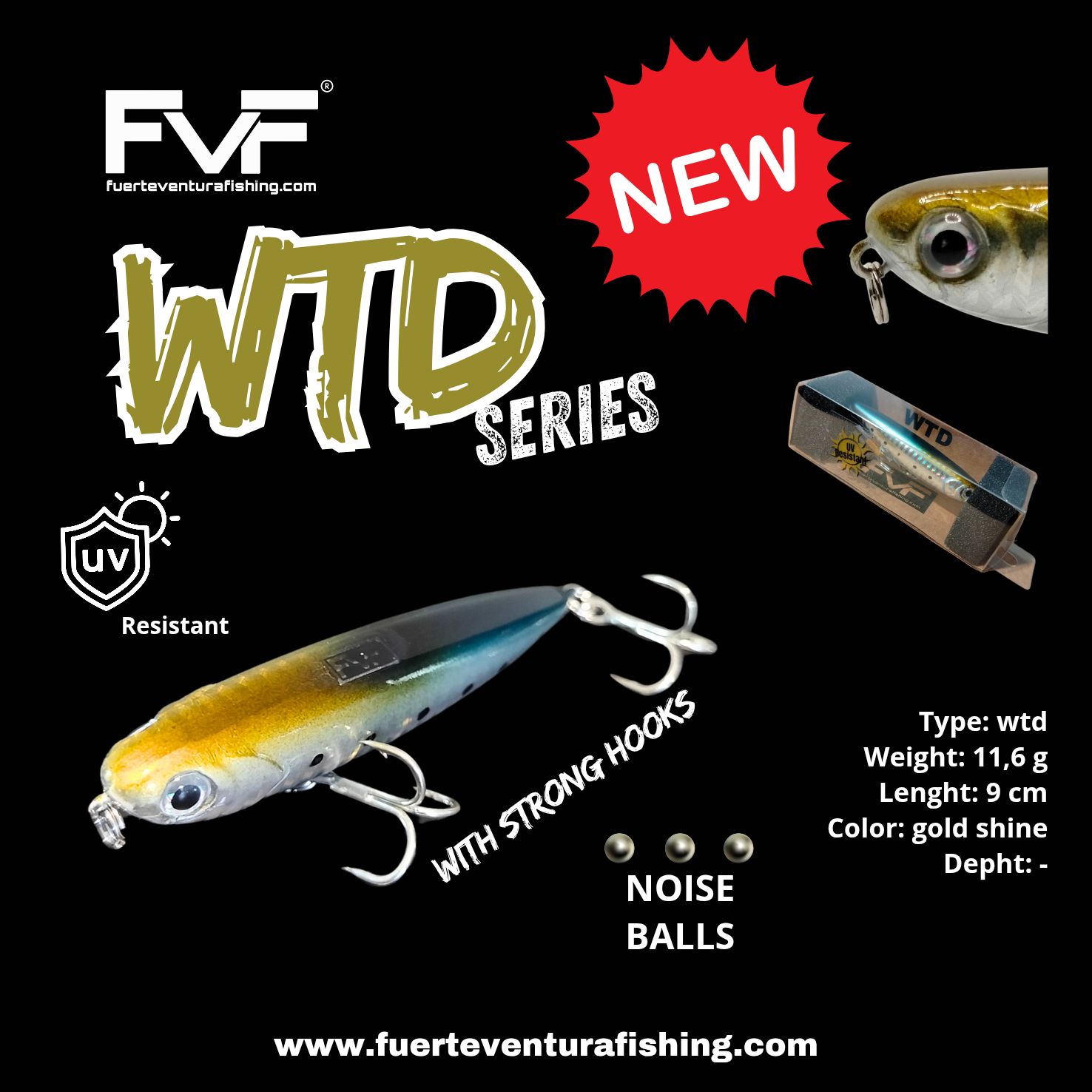 FVF® - Fuerteventura Fishing. Wtd walking the dog gold shine - 11,6 g 9 cm