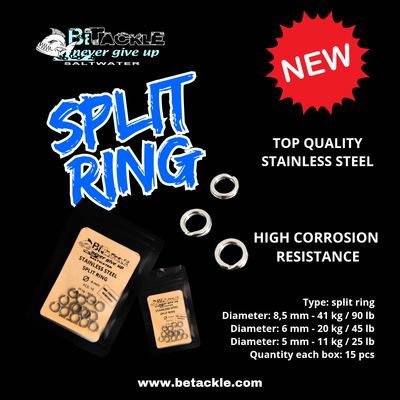 Split ring Betackle saltwater 15 pcs diametro 8,5 mm test 41 kg / 90 lb