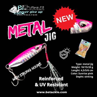 Betackle saltwater Metal jig 20 gr sunrise pink