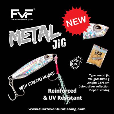 FVF® - Fuerteventura Fishing. Metal jig 40 gr silver reflection