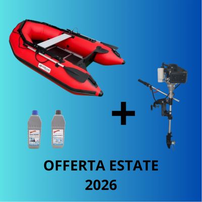 Offerta abbinata gommone tender Ozeam 2.49 mt paiolato TUBOLARE L + motore fuoribordo Ozeam Sherpa 2.5 hp 4 tempi + olii motore