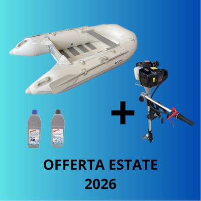 Offerta abbinata gommone tender ozeam 2.00 metri verde + motore Ozeam Sherpa 1.3 hp + olii motore