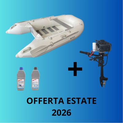 Offerta abbinata gommone tender Ozeam 2.00 metri verde + Motore Ozeam Sherpa 2.5 hp PRO + olii motore