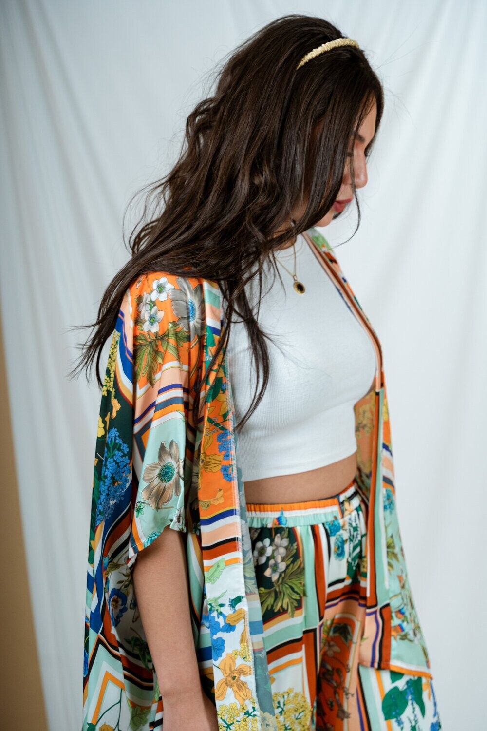 Magnolia Kimono (Orange & Mint)