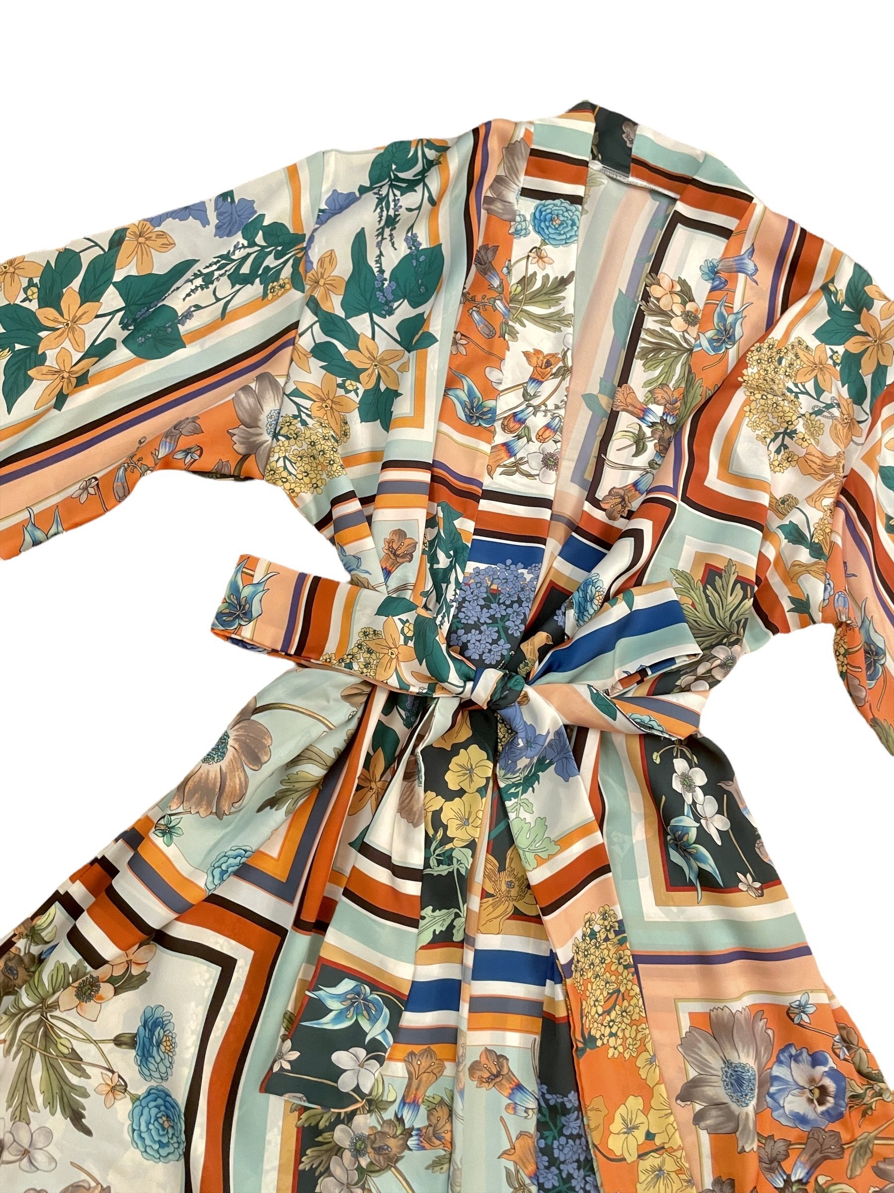 Magnolia Kimono (Orange & Mint)