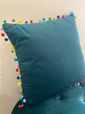 Cuscino Dandy pon-pon ottanio