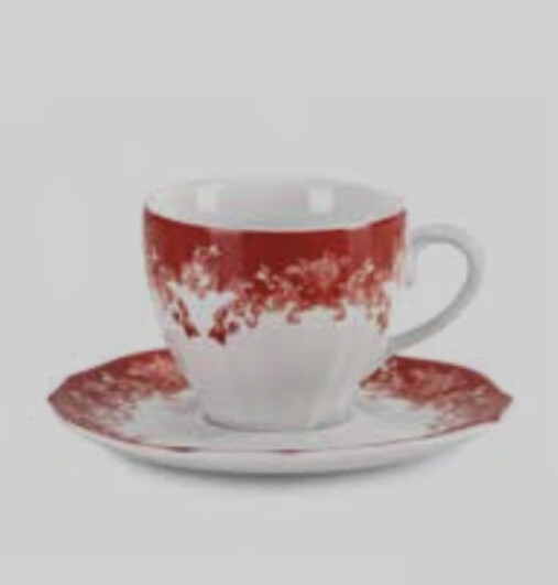 Set 12 tazze caffè con piattino e zuccheriera - Westminster rosso