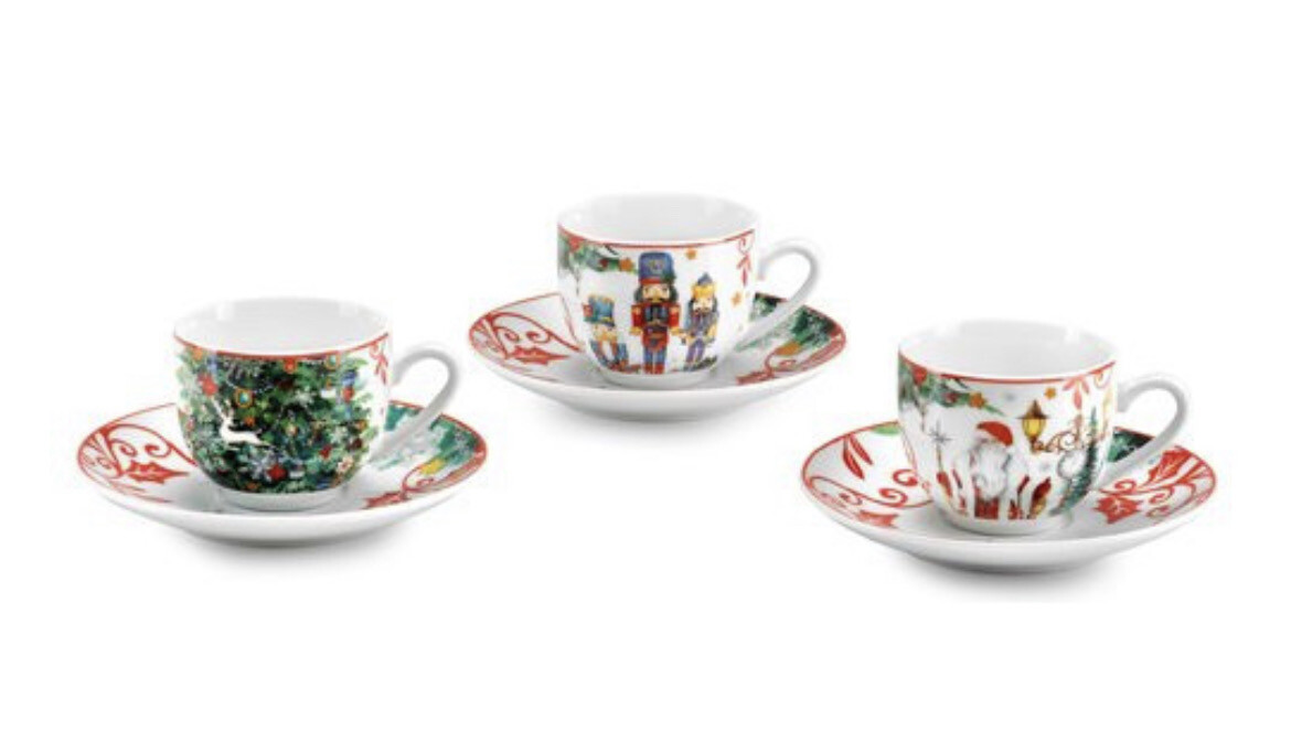 Set 6 tazzine caffè con piattino - Christmas dream