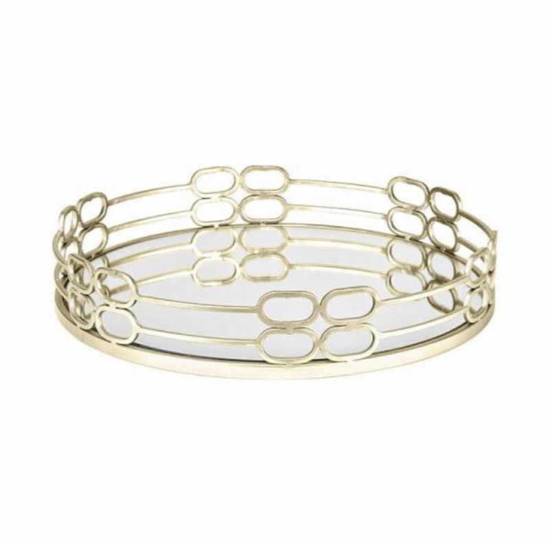 Vassoio piccolo metallo champagne e specchio - Fade