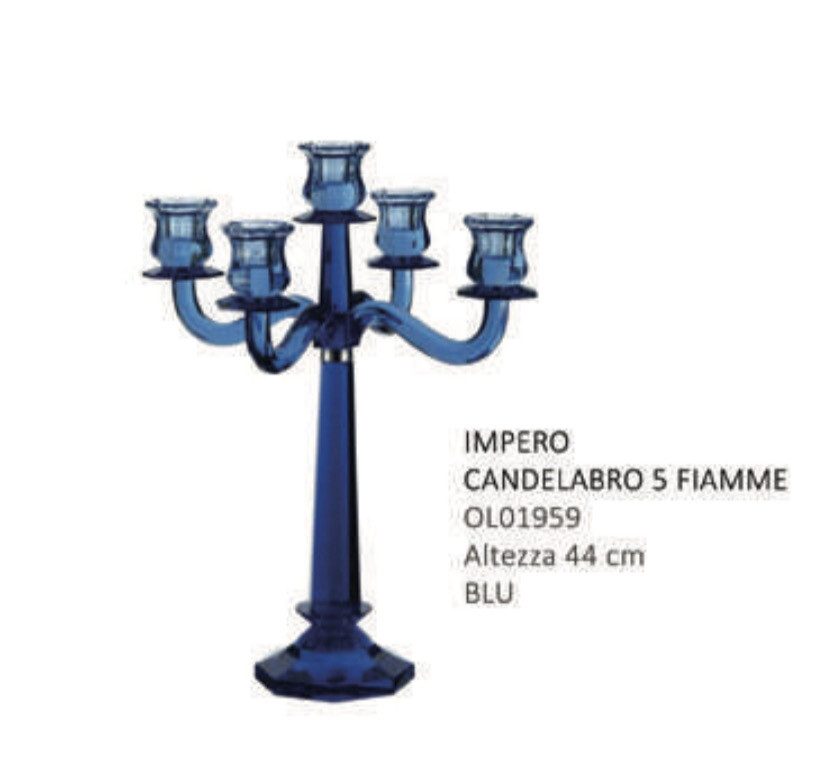 Candelabro 5 fiamme - impero blu