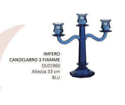 Candelabro 3 fiamme - Impero Blu