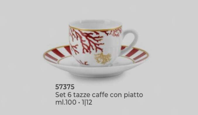 Set 6 tazze caffe con piattino - Lagoon Fade