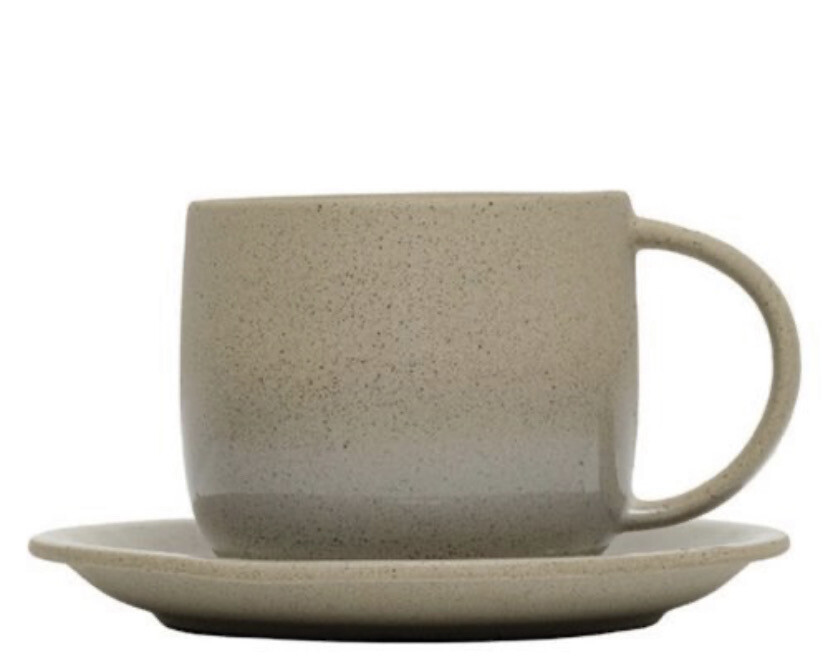 Set 6 tazze caffellatte con piattino - Biscuit Grey Fade