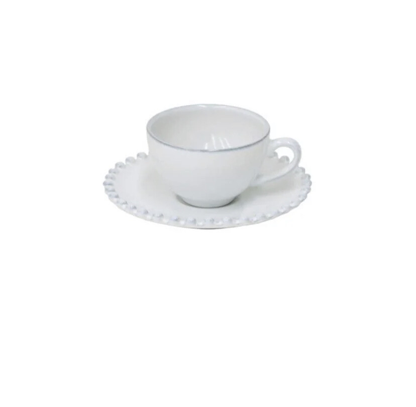 Set 12 tazze caffe con piattino - Pearl bianco