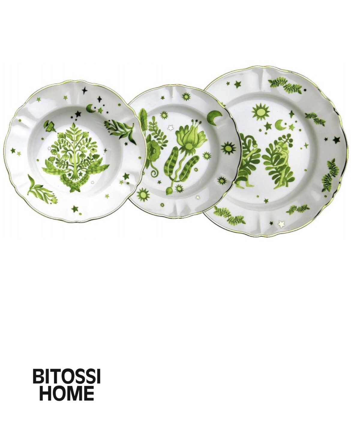 Set 3 piatti posto tavola - La Tavola Scomposta verde Fabula Bitossi