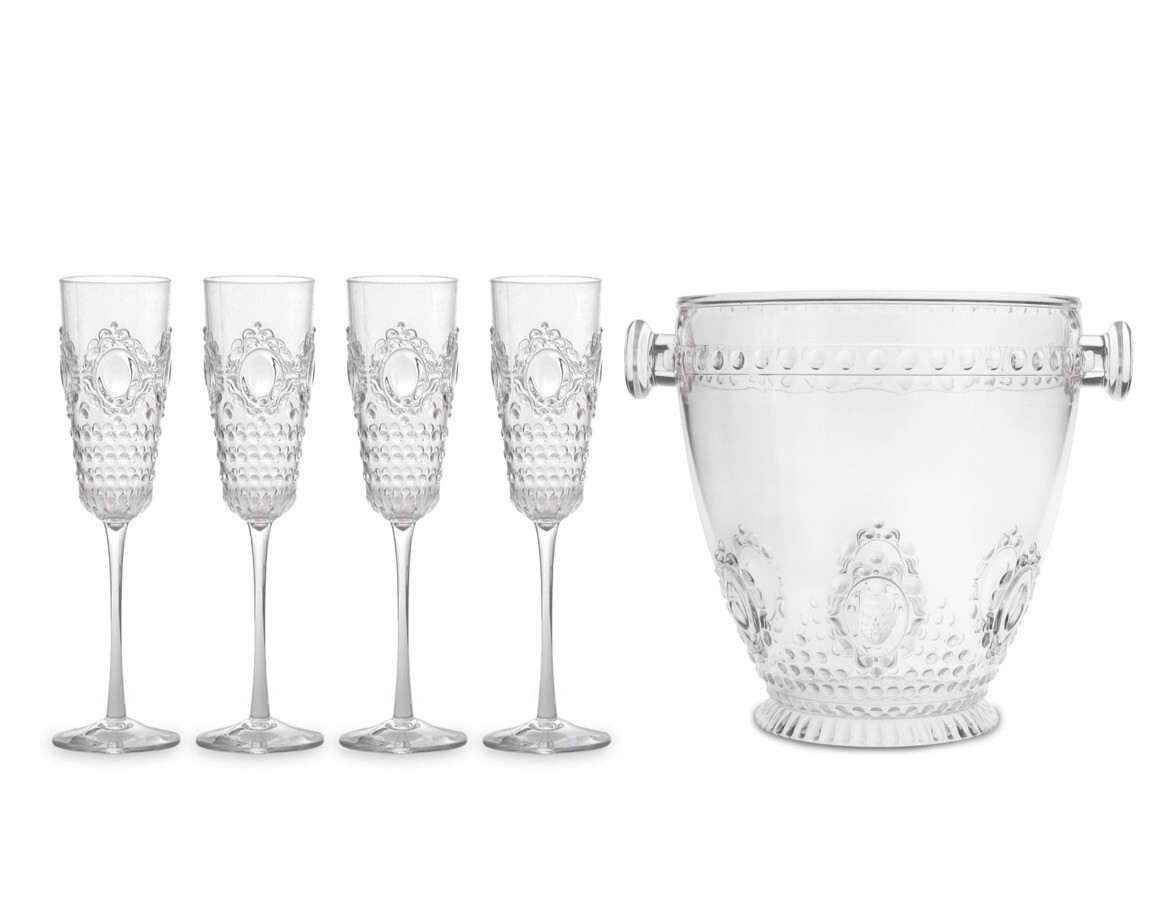 Confezione regalo - Secchio Champagne + set 4 flûte Baroque &amp; Rock Baci Milano
