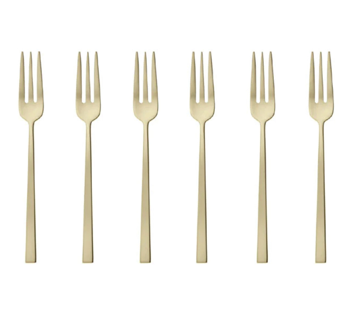 Set 6 forchettine dolce - Rock champagne satinato Sambonet