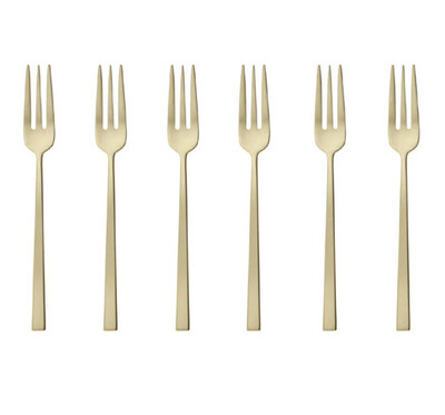 Set 6 forchettine dolce - Rock champagne satinato Sambonet