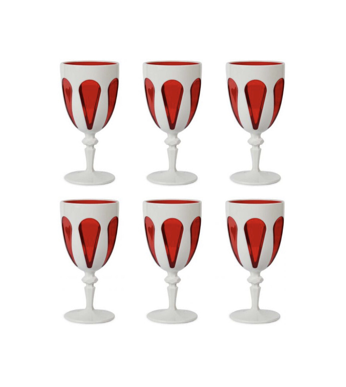 Set 6 calici vino acrilico - Bicolor Baci Milano