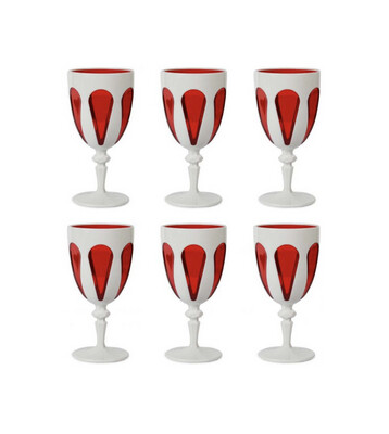 Set 6 calici vino acrilico - Bicolor Baci Milano