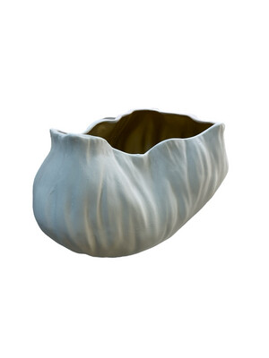 Vaso basso ceramica bianco e oro - Kosmo