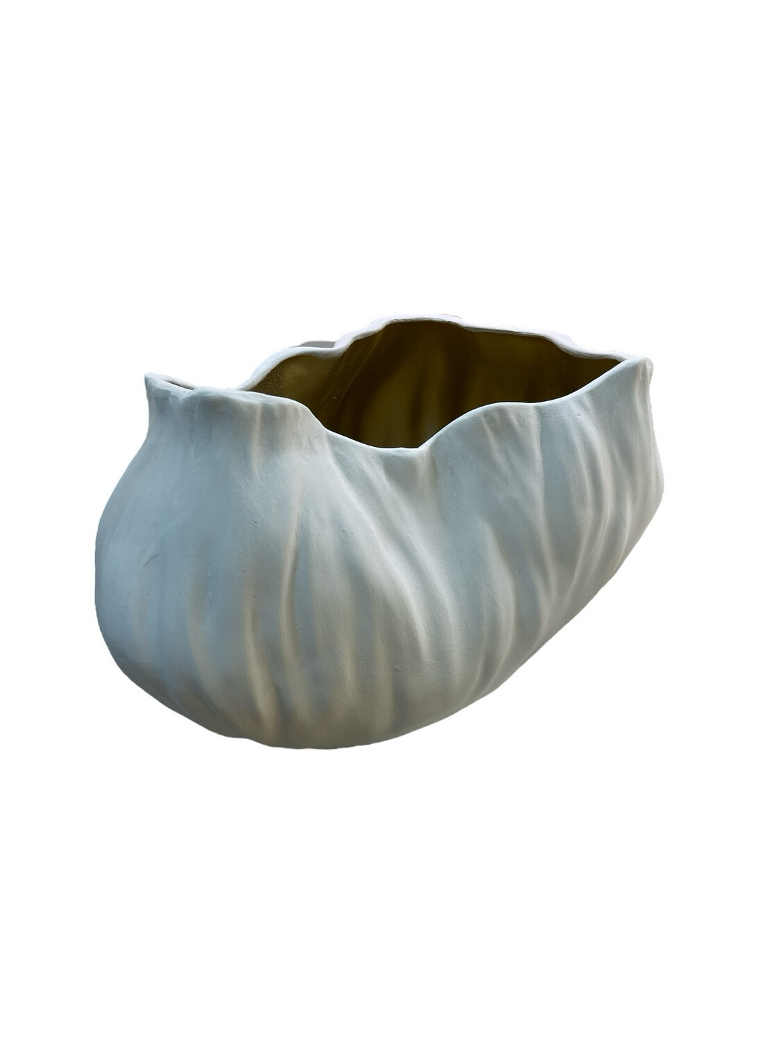 Vaso basso ceramica bianco e oro - Kosmo