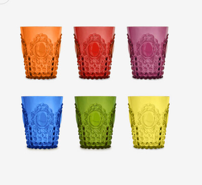 Set 6 bicchieri acqua colori assortiti - Baroque &amp; Rock Baci Milano
