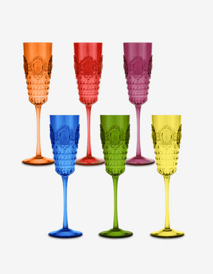 Set 6 flûte colori assortiti - Baroque &amp; Rock Baci Milano