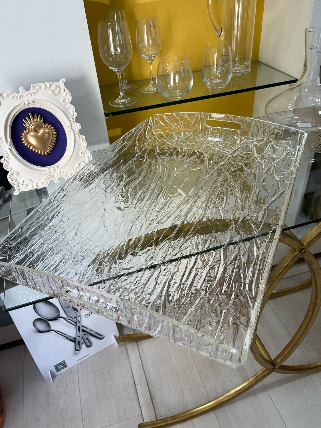 Vassoio grande in plexiglas - trasparente ghiacciato
