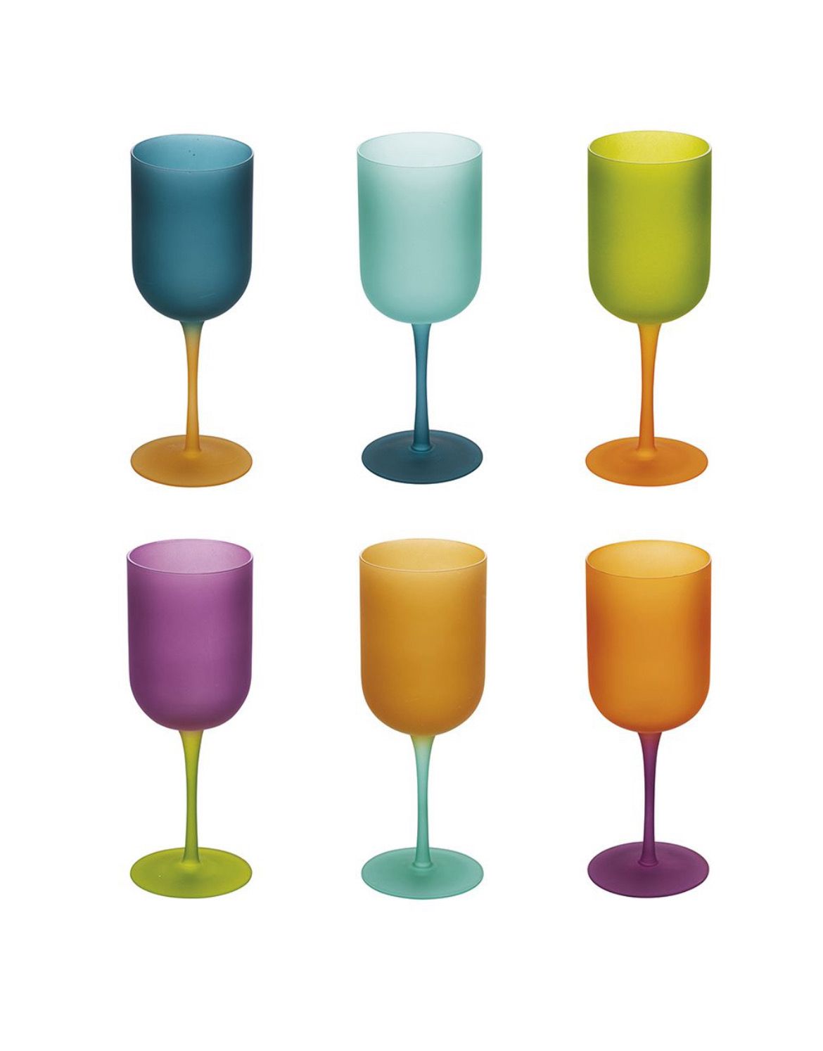 Set 6 calici vino vetro frosted - color shock