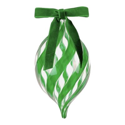 Palla di Natale in vetro ovale verde cm18 - Carol Baci Milano