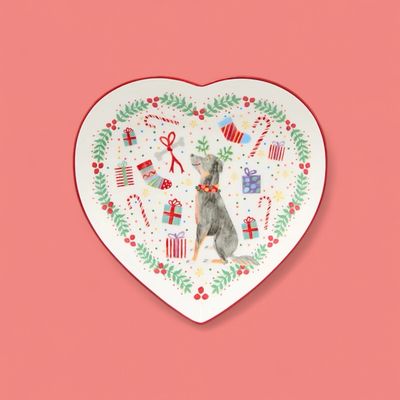 Jolly Joy Joy - piatto a cuore grande Dog cm.20